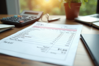 Bulletin de salaire français sur un bureau en bois