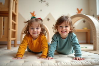 Enfants en tunnel de jeu dans une salle moderne