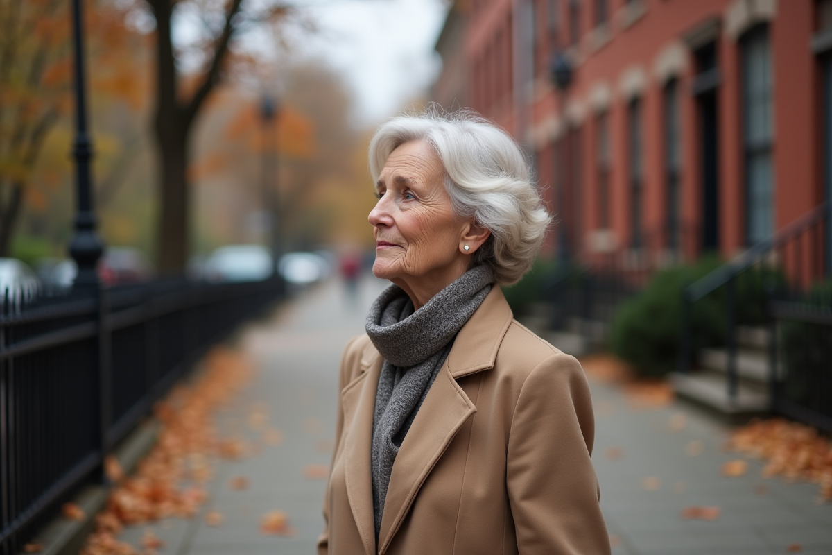 Femme âgée dans une rue d