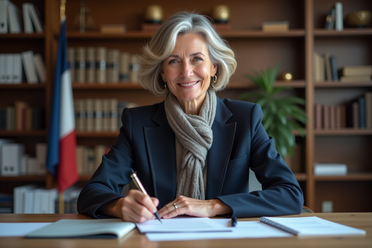 Femme signant des papiers d