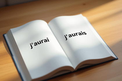 Livre de grammaire française ouvert avec jaurai et jaurais