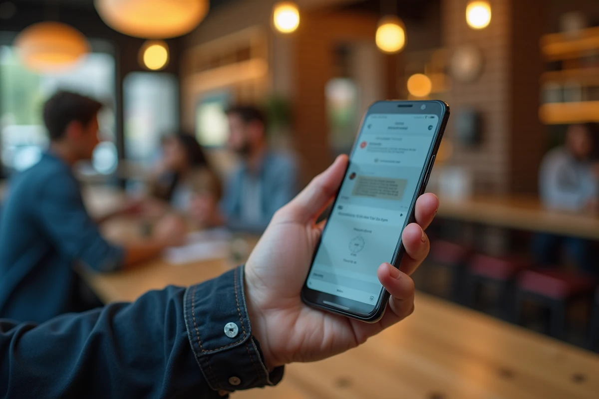 Gros plan d'un smartphone Android affichant une application de messagerie avec des notifications de SMS potentiellement bloqués