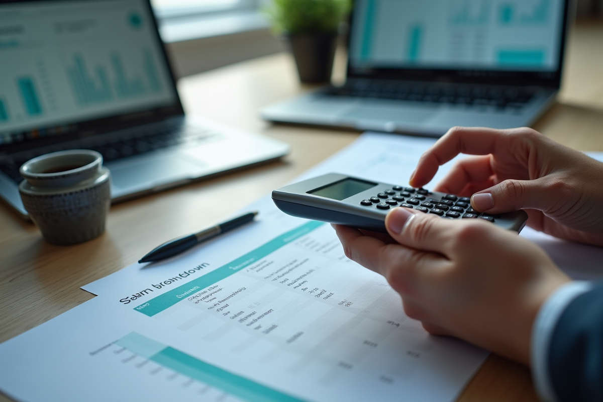 Mains utilisant une calculatrice à côté d